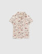Baby boys’ beige rock rider print mixed fabric shirt-1