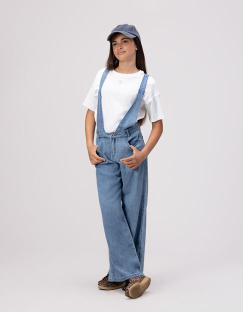 Ensemble salopette bleue et T-shirt blanc fille - IKKS