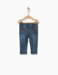 Baby girls’ blue denim embroidered trousers-2