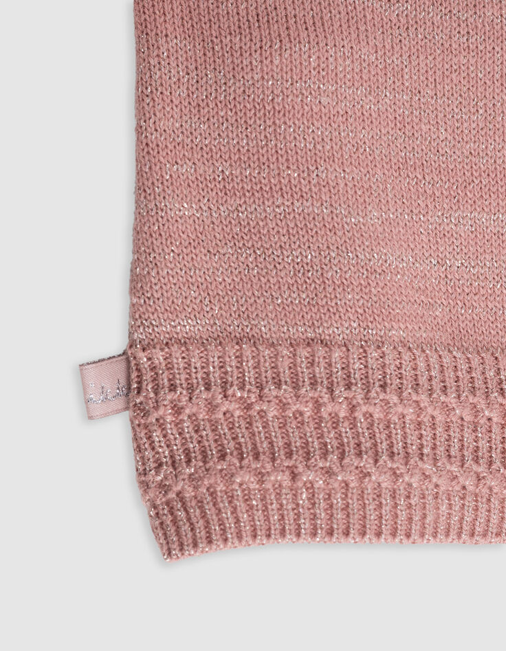 Cardigan rose tricot lurex ajouré bébé fille-6