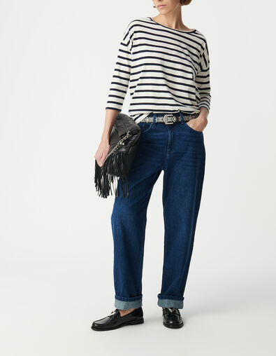 Oversized navy en wit matrozen T-shirt met schouderjuwelen Dames - IKKS