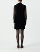 Women&rsquo;s black crushed velvet and voile mixed fabric dress-3