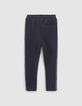Jogging marine bandes lurex c&ocirc;t&eacute;s fille-4