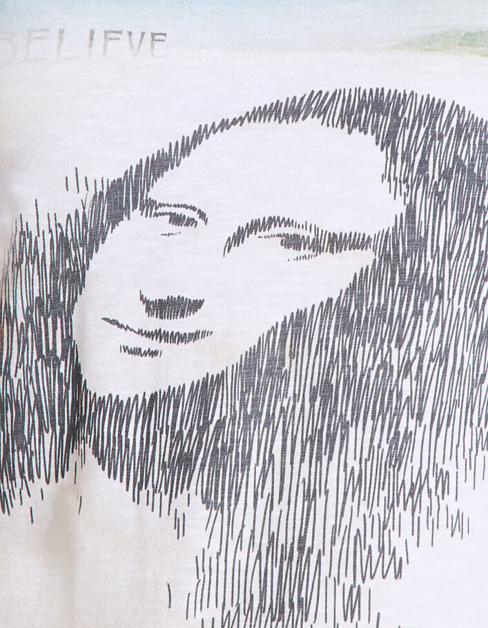 Weißes Herren-T-Shirt mit Mona Lisa-Motiv in Neuauflage - IKKS