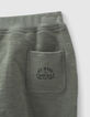 Pantalon kaki clair molleton bio bébé-5