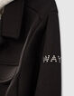 Zwarte jas neopreen met sweatstof kap meisjes-4
