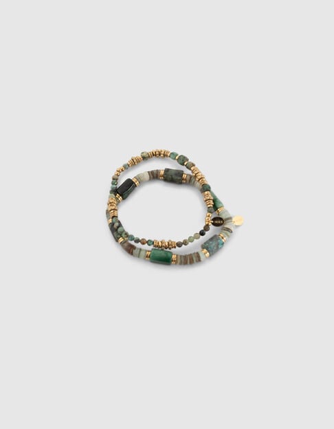 Women’s gold-tone bracelets with African turquoise beads