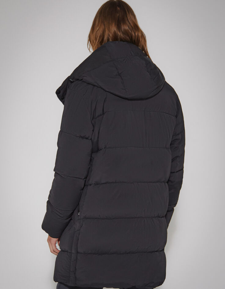 Men&rsquo;s black quilted long padded jacket-3