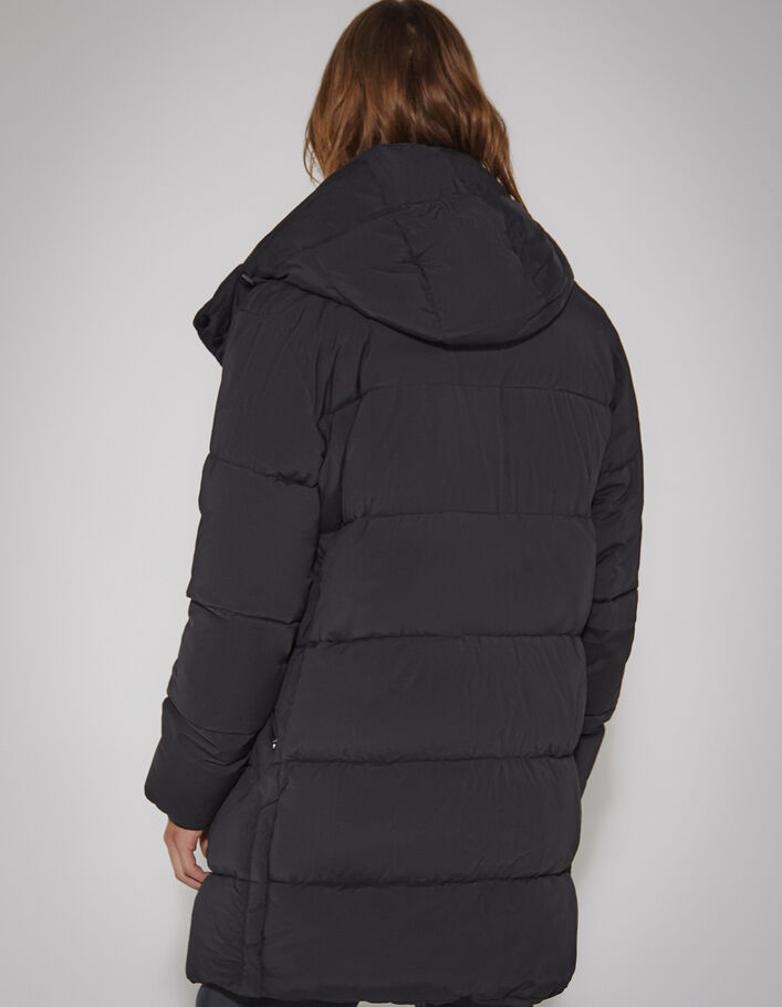Men’s black quilted long padded jacket - IKKS
