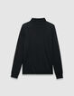 Pull col roulé noir tricot coton cachemire Homme-5