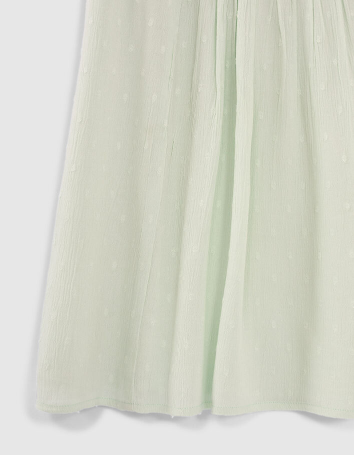 Girls’ aqua green dress with eyelet embroidery panel - IKKS