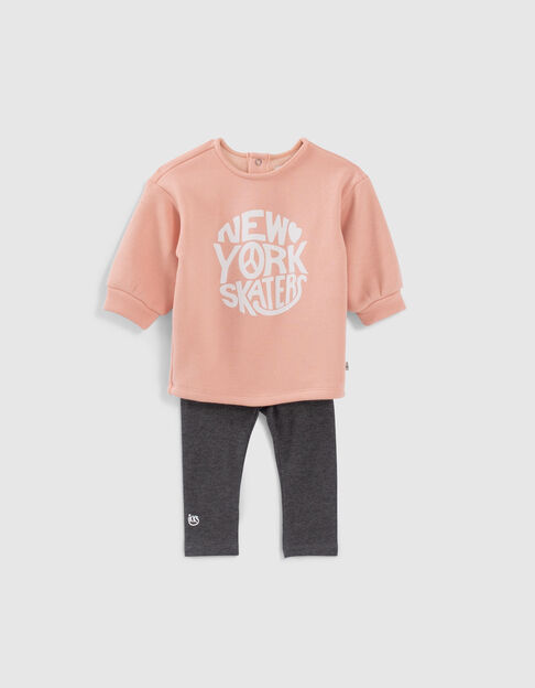 Ensemble robe-sweat rose et leggings gris bébé fille - IKKS