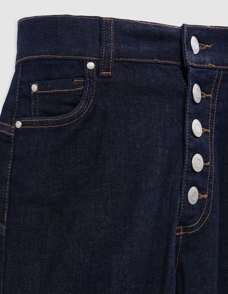 Jean flare bleu brut boutons apparents Femme-3