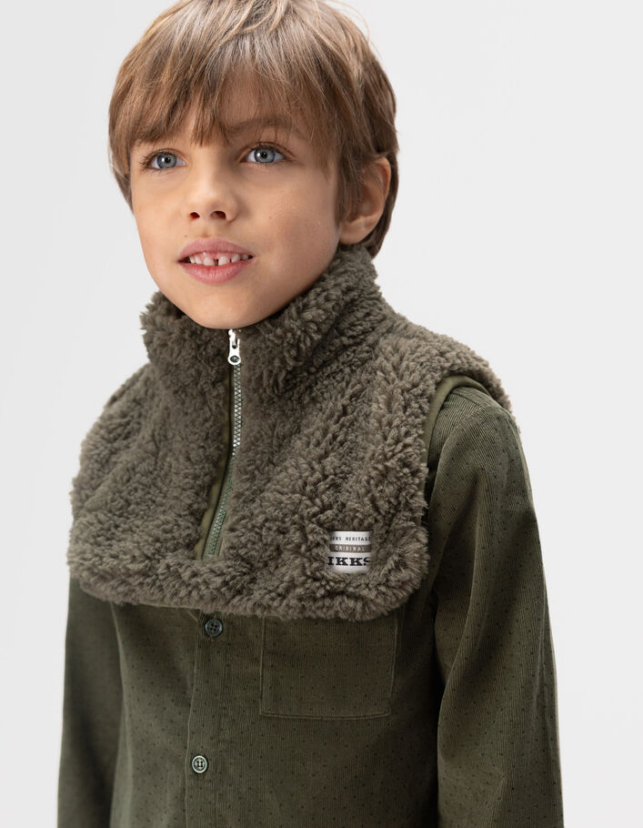 Cache-cou kaki sherpa col zippé garçon IKKS