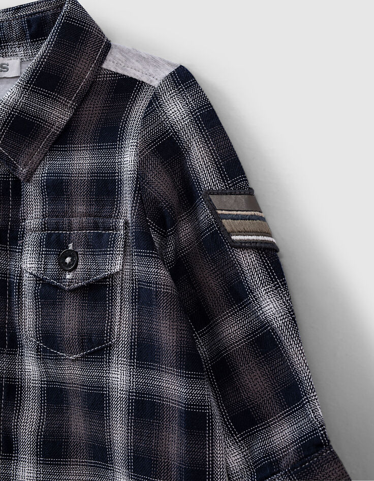 Chemise sézame à carreaux et dos jersey bébé garçon -4 Chemise sézame à carreaux et dos jersey bébé garçon -4