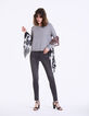 Pull gris en laine mousseuse détails studs femme-6