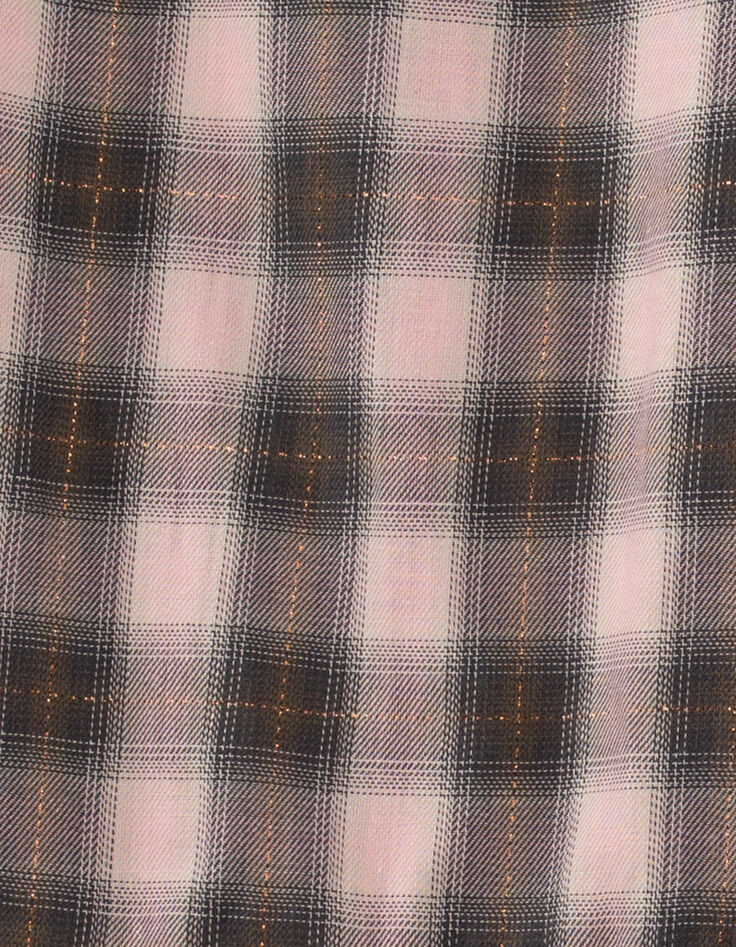 Kariertes Mädchenkleid, pink und khaki, Smock-Kragen-4