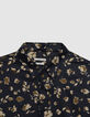 Marineblaues SLIM-Herrenhemd beiger Blumenprint-6