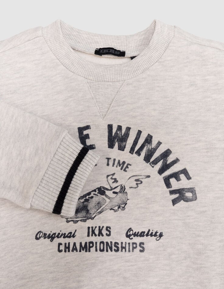 Boys’ grey organic cotton sweatshirt, winged shoe image-2 Boys’ grey organic cotton sweatshirt, winged shoe image-2