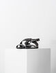 Women's black studded flat leather sandals-3