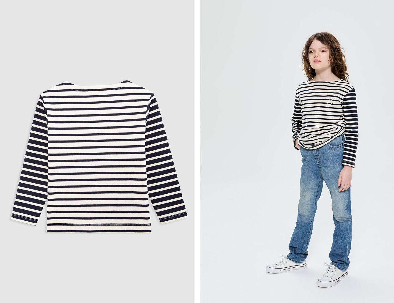 Unisex organic cotton sailor-stripe Gender Free T-shirt - IKKS-4