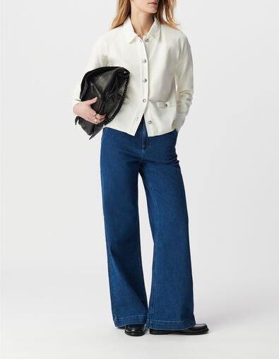 Women&rsquo;s ecru knit shirt-style cardigan - IKKS