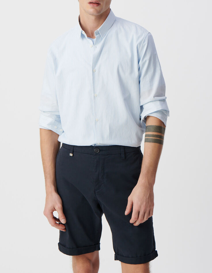 Men&rsquo;s sky SLIM shirt with watercolour stripes-2