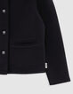 Chaqueta con botones de forro polar azul marino para niña-4