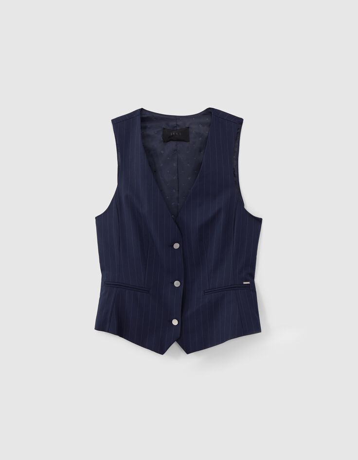 Gilet de costume marine rayures tennis Femme-6