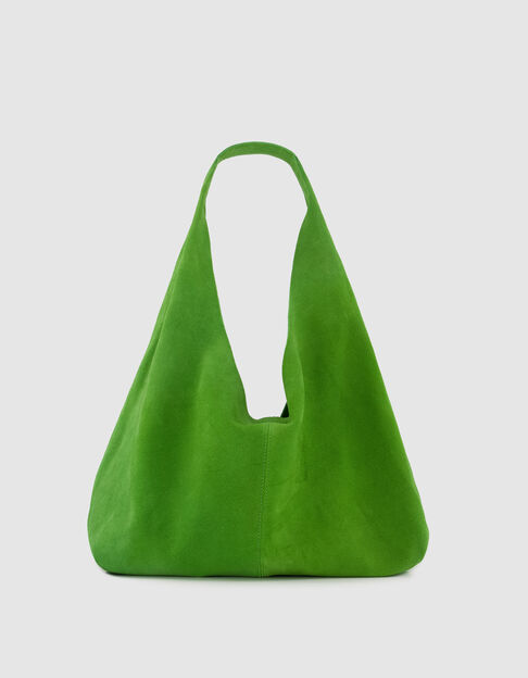 Bolso hobo de ante verde cactus para mujer - IKKS