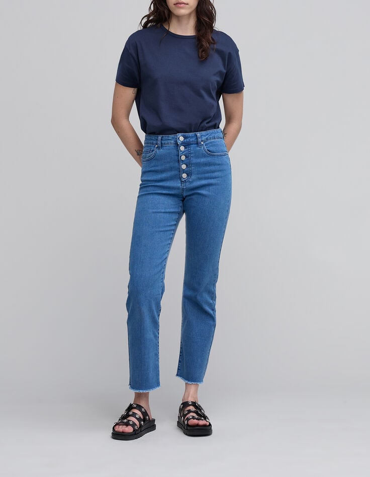 Camiseta mujer algod&oacute;n org&aacute;nico azul marino-1
