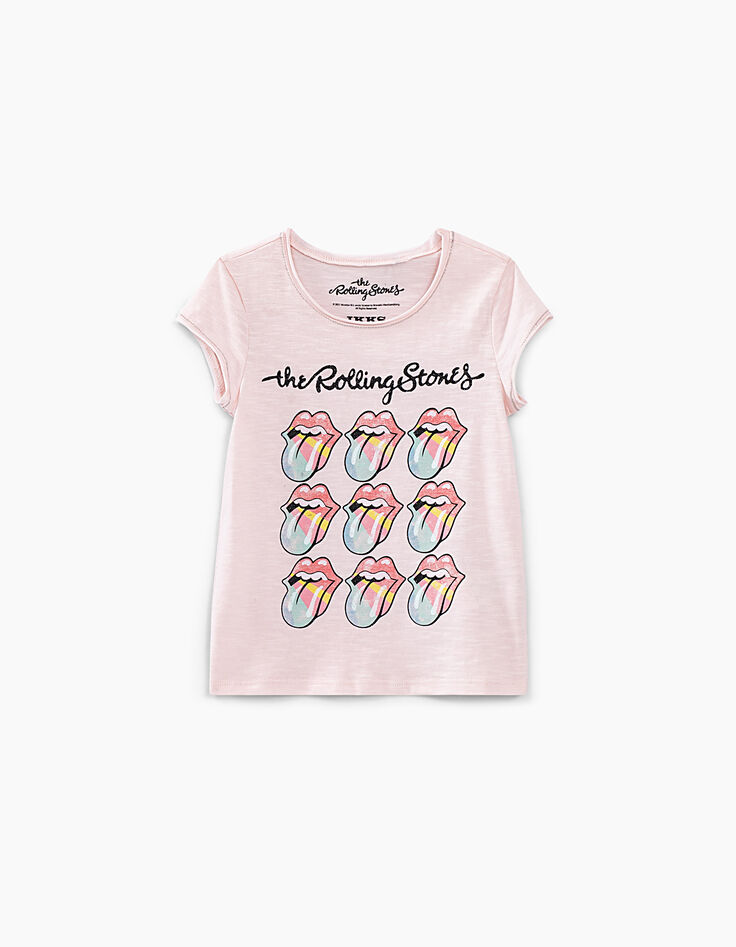Girls’ pink ROLLING STONES T-shirt with tongues-2