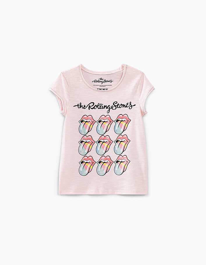 Roze T-shirt opdruk tongen THE ROLLING STONES meisjes - IKKS