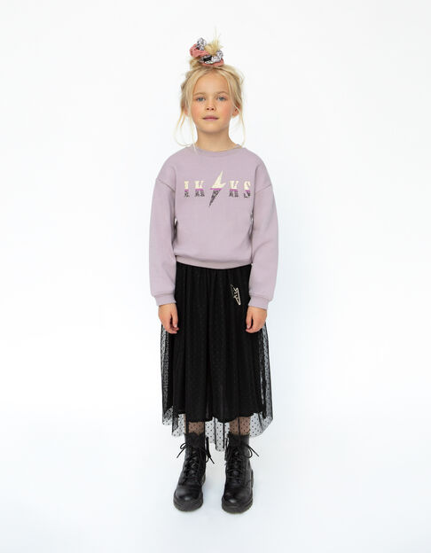 Girls’ black dotted Swiss tulle midi skirt