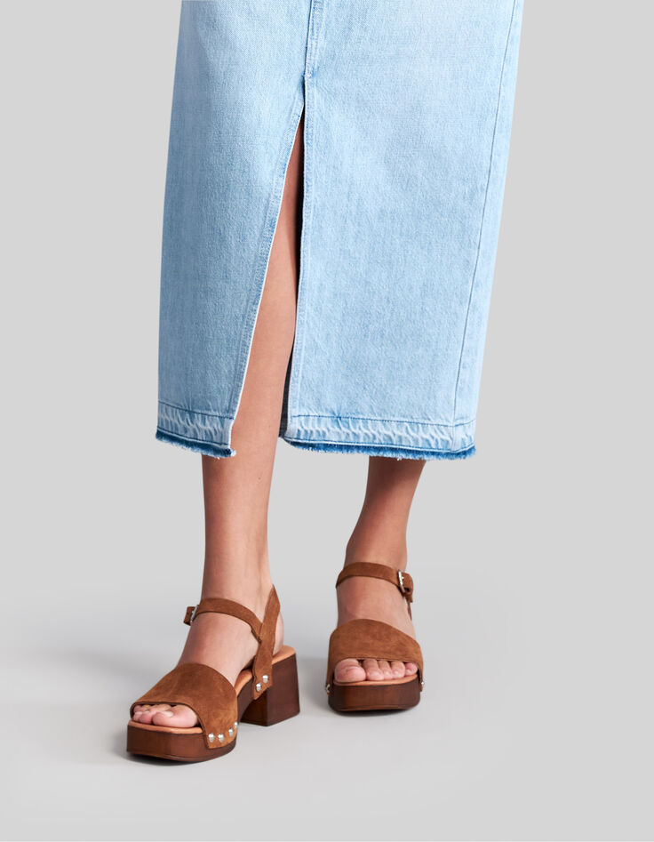 Hellblauer Damen-Jeans-Midirock aus Bio-Baumwolle-6