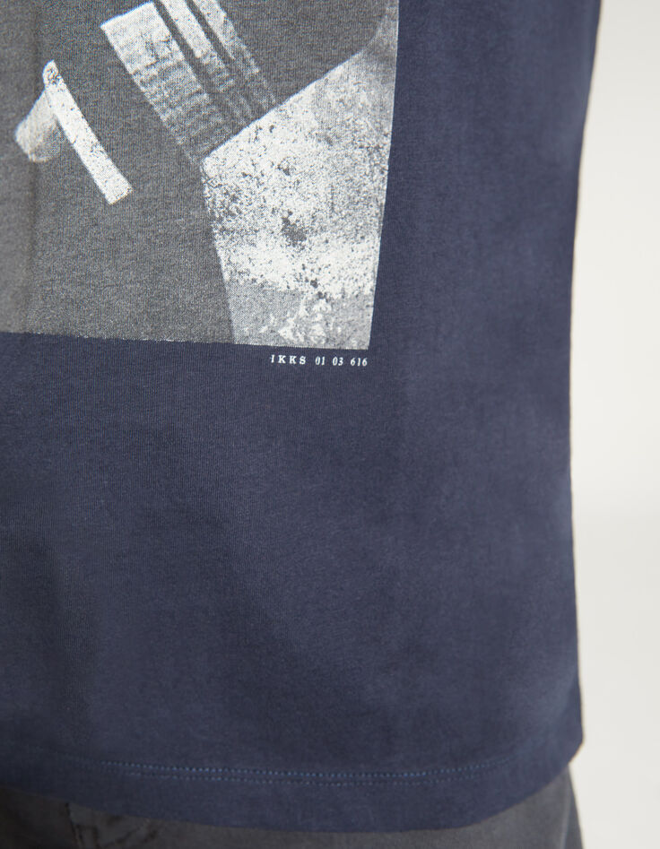 Men&rsquo;s navy punk officer image organic cotton T-shirt-5