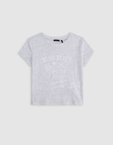 T-shirt gris visuel fruit-surfer fille - IKKS
