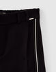 Pantalón negro ancho con pliegue y tiras laterales niña-4