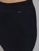 Women's black rib-knit tube skirt-4