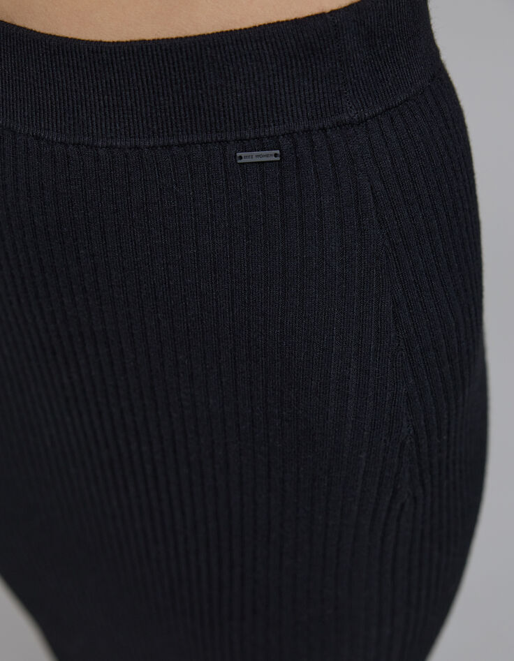 Women's black rib-knit tube skirt-4