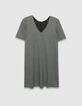 Robe noire motif pied-de-poule réversible devant/dos Femme-5