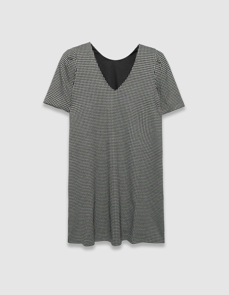 Robe noire motif pied-de-poule réversible devant/dos Femme-5