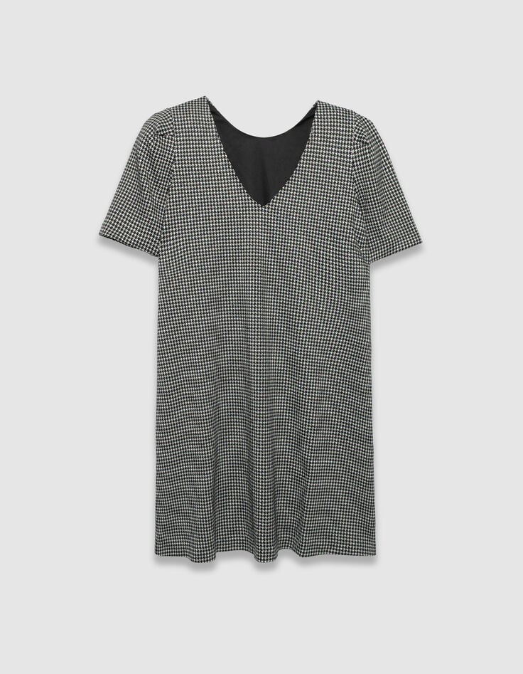 Robe noire motif pied-de-poule réversible devant/dos Femme-5 Robe noire motif pied-de-poule réversible devant/dos Femme-5