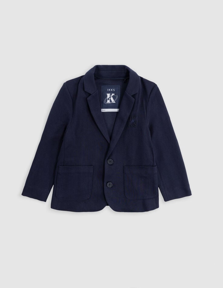 Boys' navy suit jacket with removable piping-2