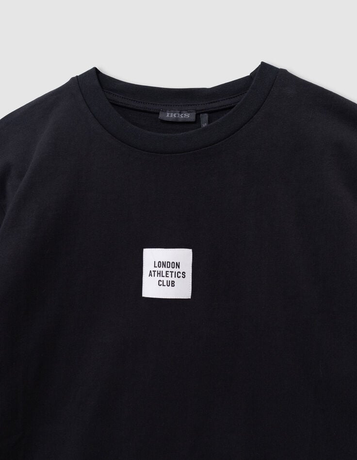 Boys’ black short-sleeved T-shirt with XL slogan on back-8 Boys’ black short-sleeved T-shirt with XL slogan on back-8