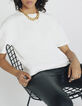 Ecru T-shirt in katoen bliksemborduursel mouw dames-1