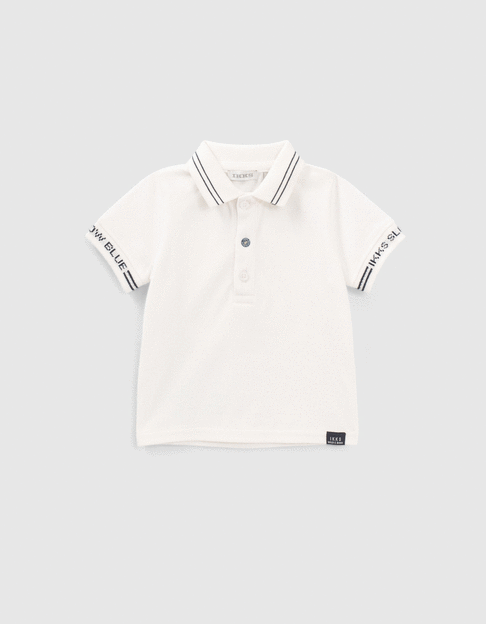 Polo blanco con rayas navy cuello bebé niño