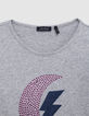 Girl’s grey T-shirt with diamante lightning and moons-3