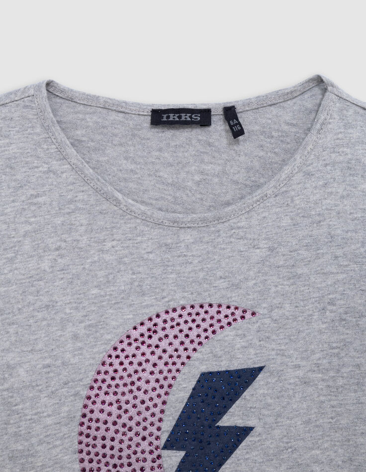 Girl’s grey T-shirt with diamante lightning and moons-3