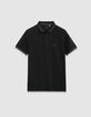 Polo manga corta negro punto piqué hombre-5
